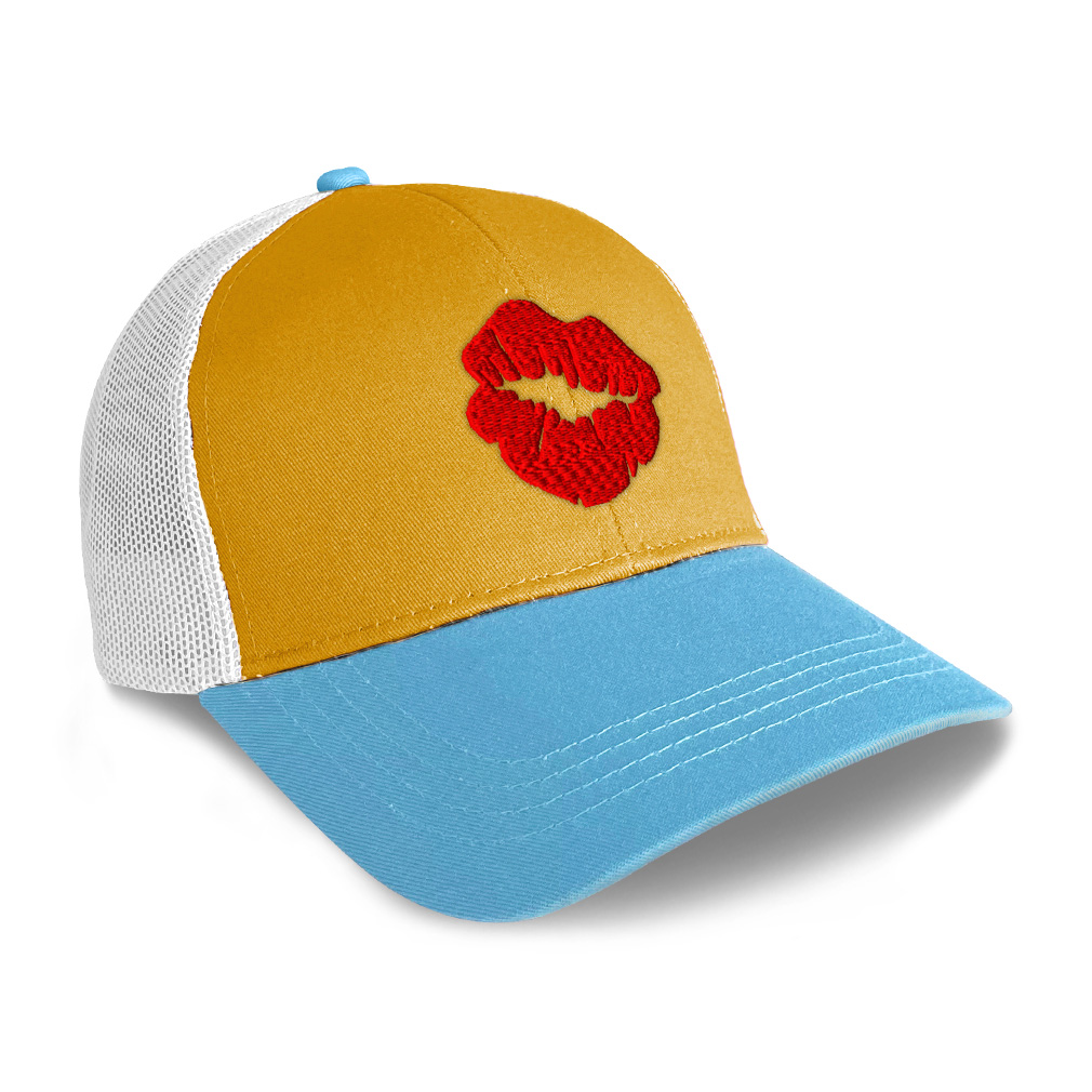 帽子 Red lips embroided trucker hat Trucker Hat for Men & Women Red Lips Kiss Embroidery Snapback